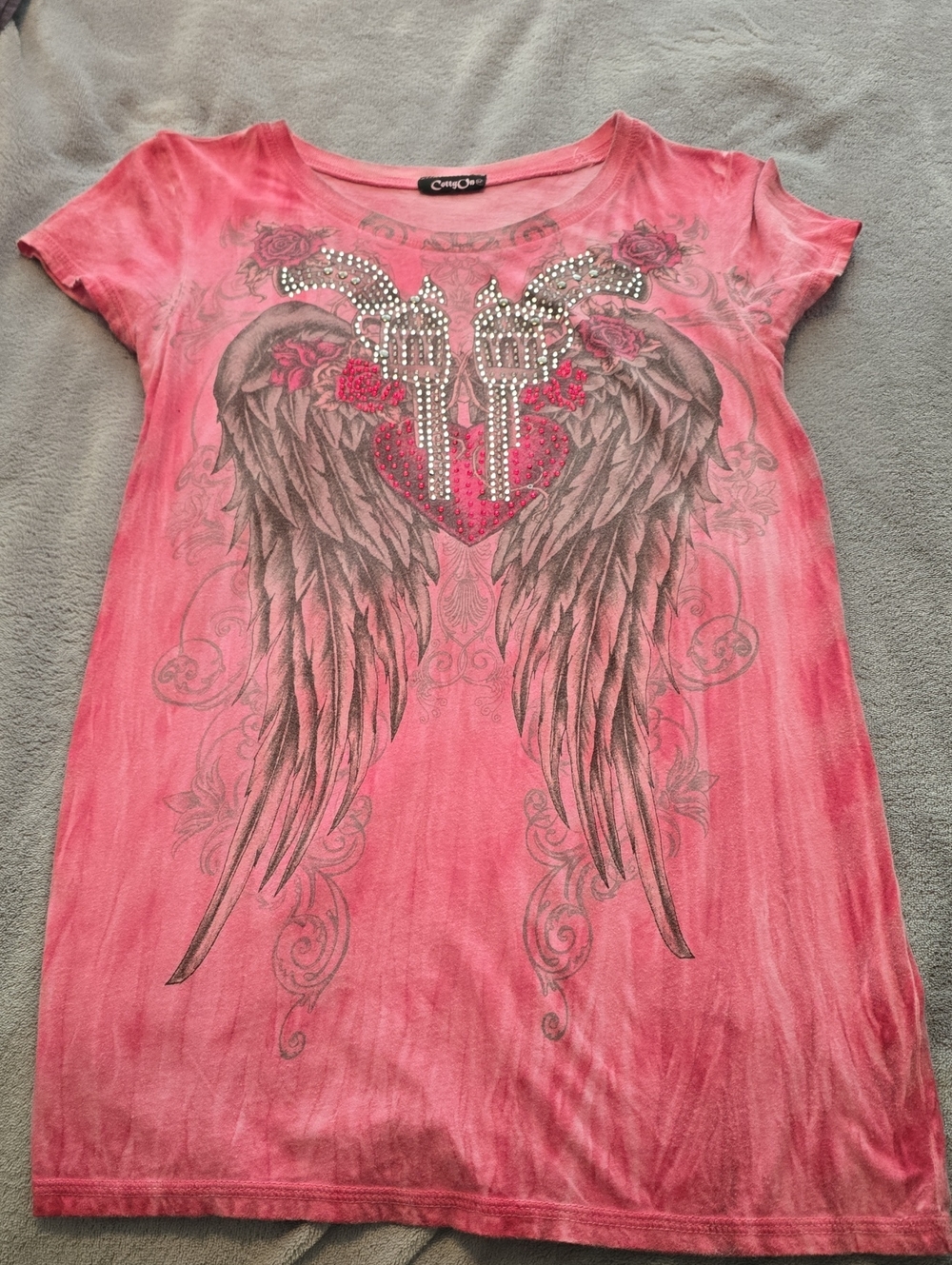 Pink Studded Angel Wing Tee